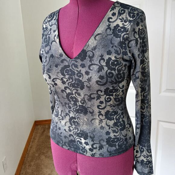 INC International Concepts Tops - INC Petite Floral Nylon Blouse M neutral minimalist long sleeves mesh lined
